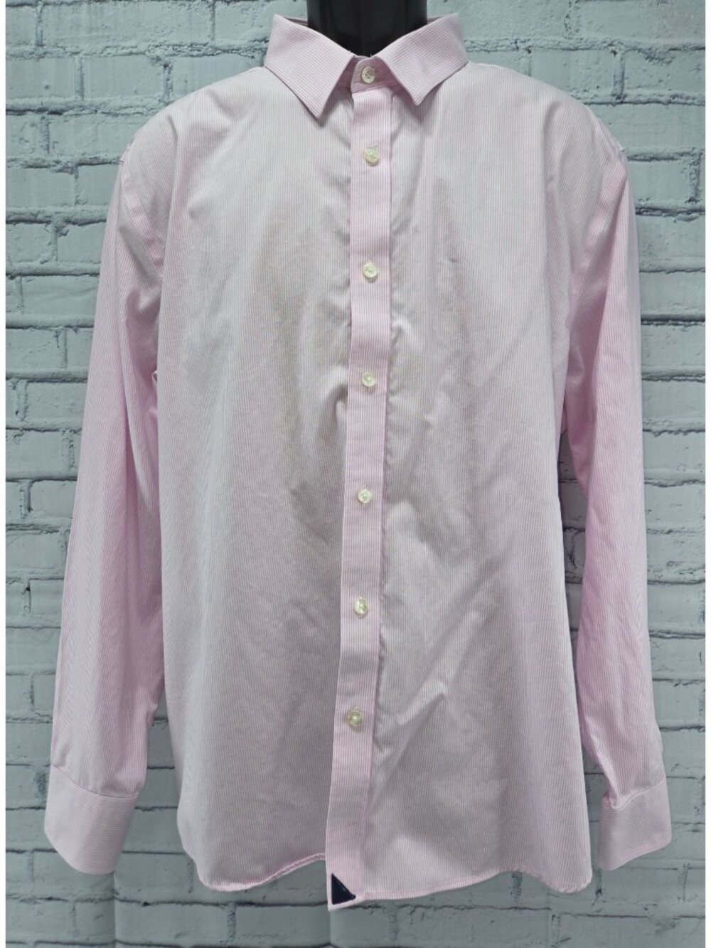 Untuckit Pink Striped Wrinkle-Free Cotton Dress Shirt XXL